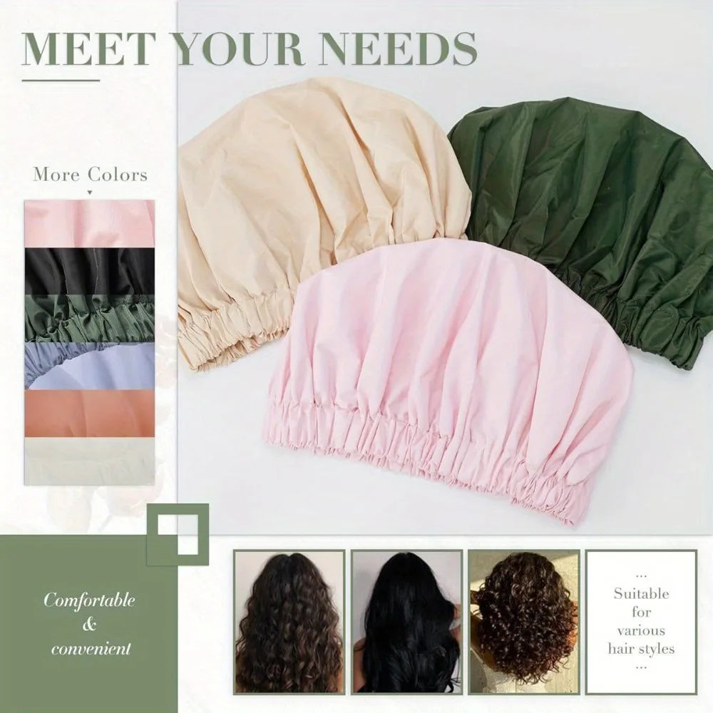Women'S Fashion Bonnet Soft Double Layer Button Adjustable Hair Hat for Daily Home Comfortable Sleep Hat Shower Caps