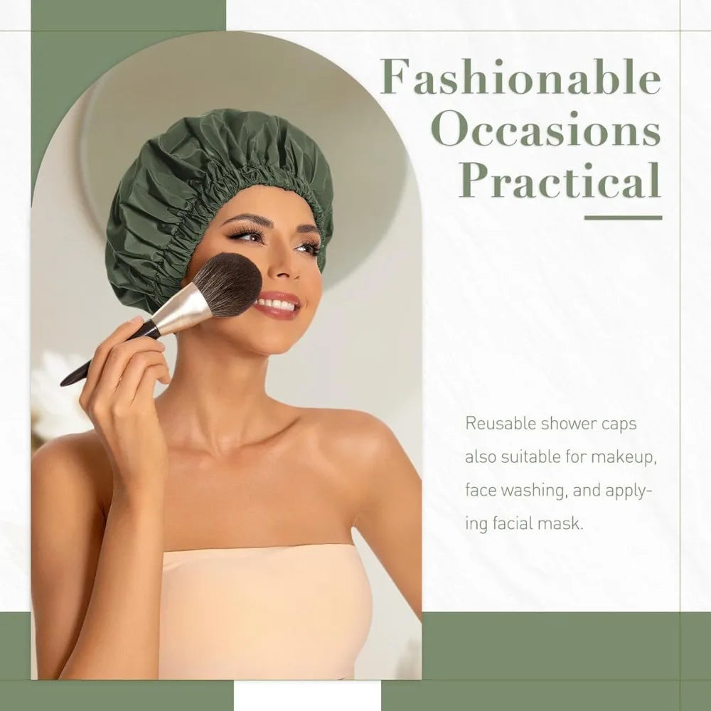 Women'S Fashion Bonnet Soft Double Layer Button Adjustable Hair Hat for Daily Home Comfortable Sleep Hat Shower Caps