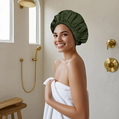 Women'S Fashion Bonnet Soft Double Layer Button Adjustable Hair Hat for Daily Home Comfortable Sleep Hat Shower Caps